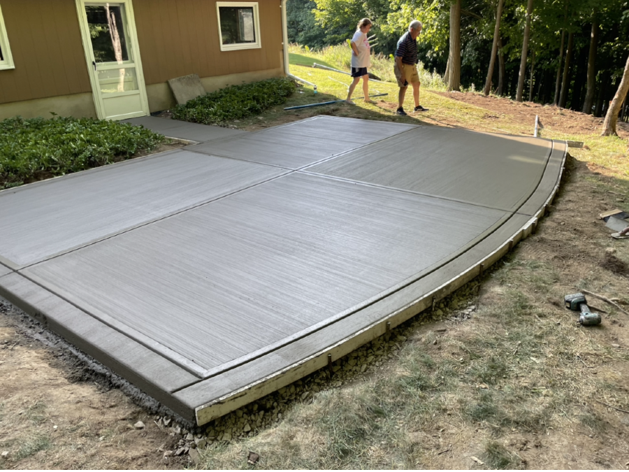 excellent residential concrete patio repair near syracuse ny image of workers using concrete on large outdoor patio